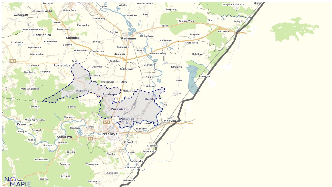Mapa obszarów ochrony przyrody Żurawicy